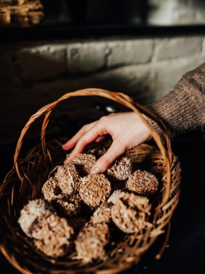 Firelighters in a basket made from natural wax and wood