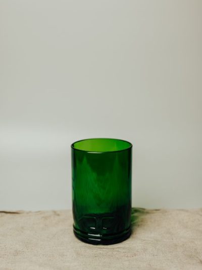 Green glassware fern highball recycled repurposed glass made in the UK from bottles