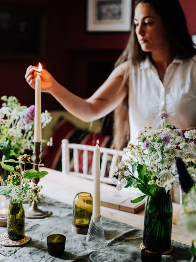 Natural tapered dinner candles