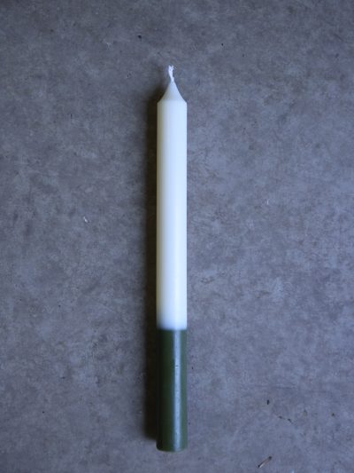 two tone ivory and green dinner candles